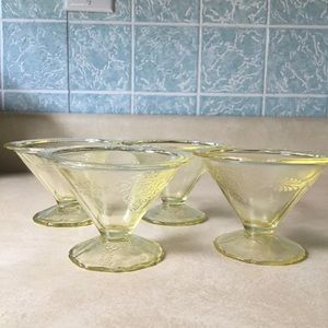 Vintage Hazel Atlas Roxanna Depression Glass Cups - Set of 4